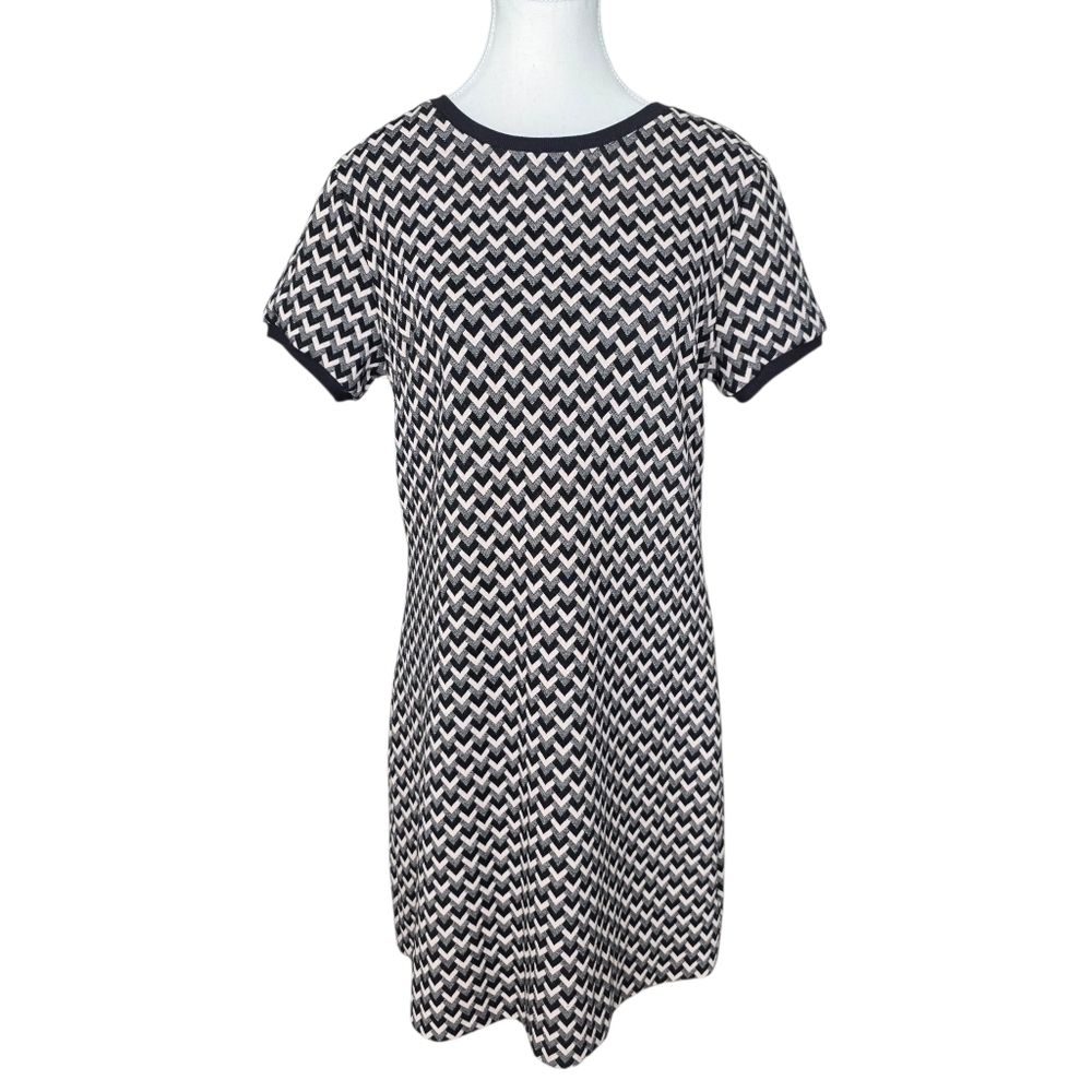 Suzy Shier Printed Pattern Black And Cream Dress Size Large
